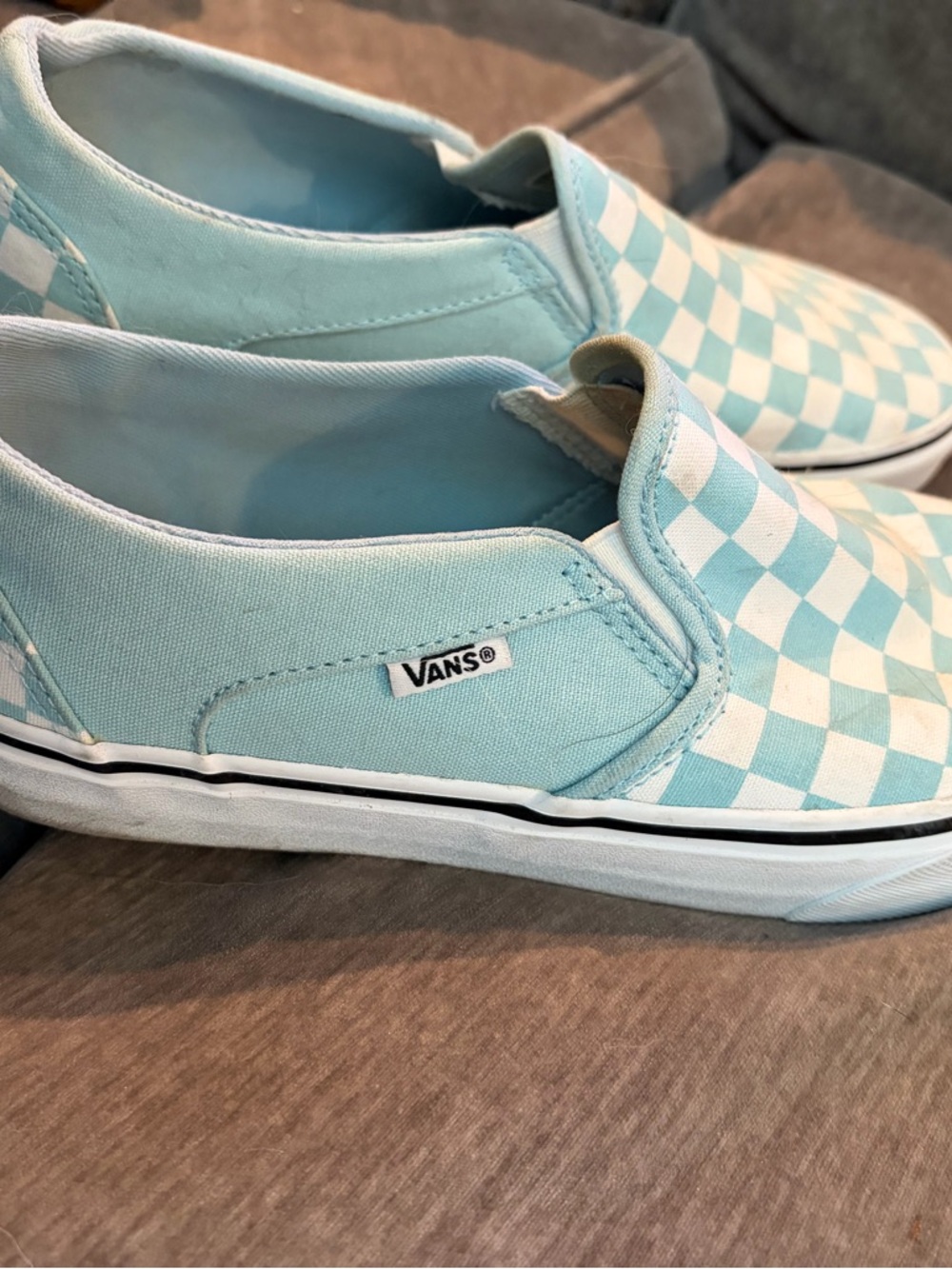 Vans Slip-On Checkerboard in Light Blue and White